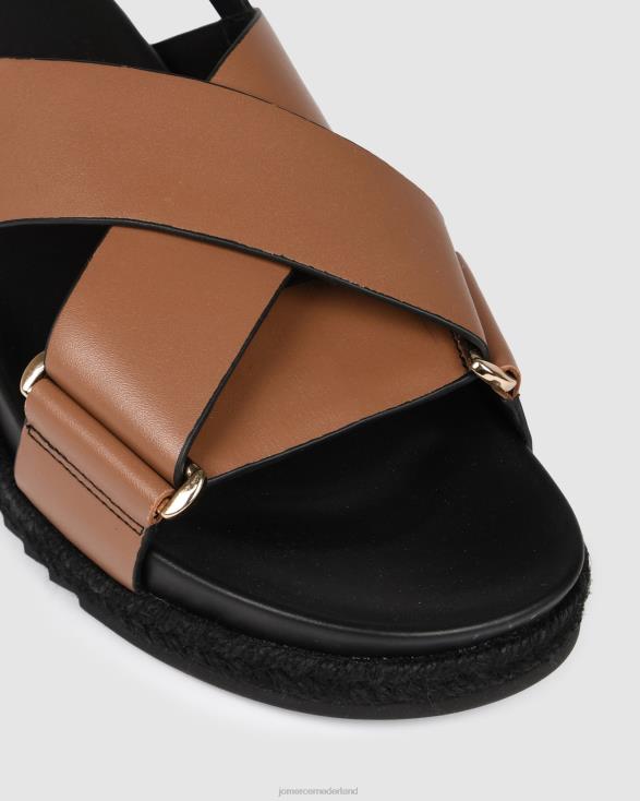 Miles platte espadrillesandalen 46LN272 donkerbruin leer Jo Mercer schoenen