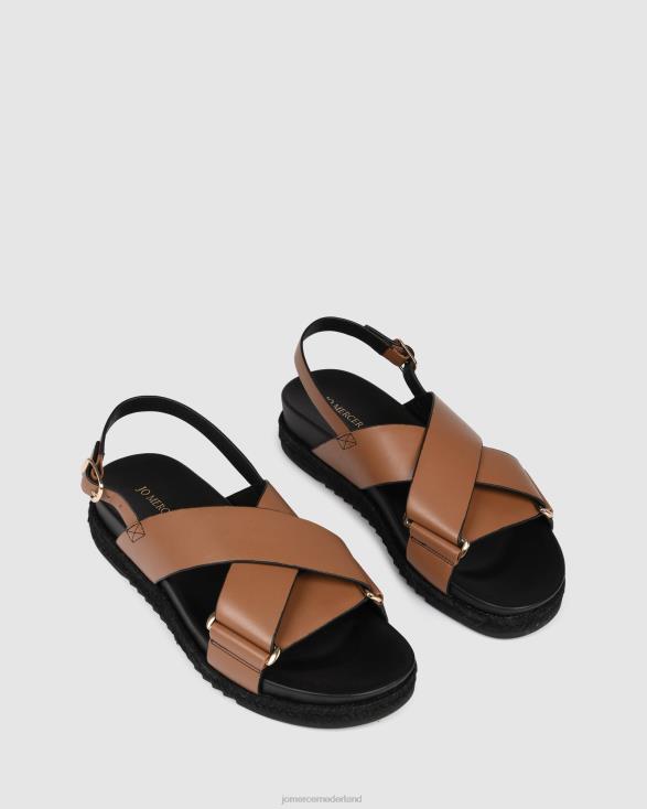 Miles platte espadrillesandalen 46LN272 donkerbruin leer Jo Mercer schoenen