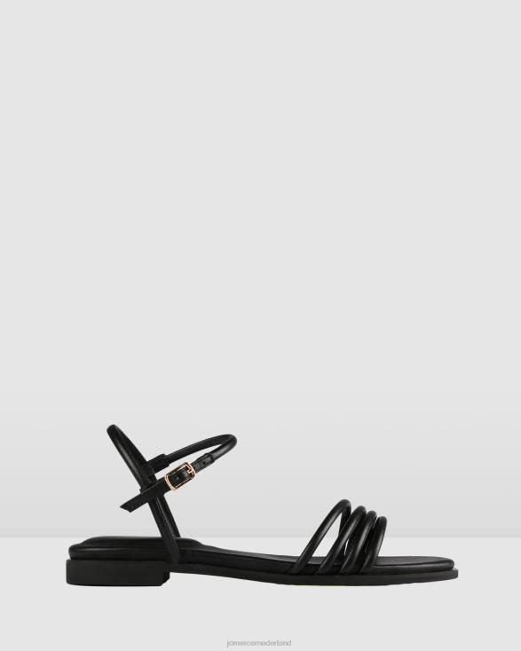 Quiera platte sandalen 46LN274 zwart leer Jo Mercer schoenen