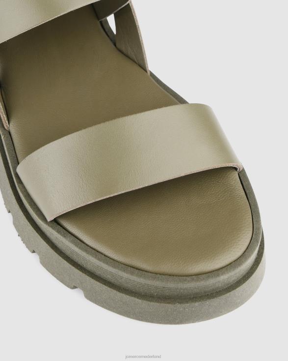 genade platte sandalen 46LN277 olijfgroen leer Jo Mercer schoenen