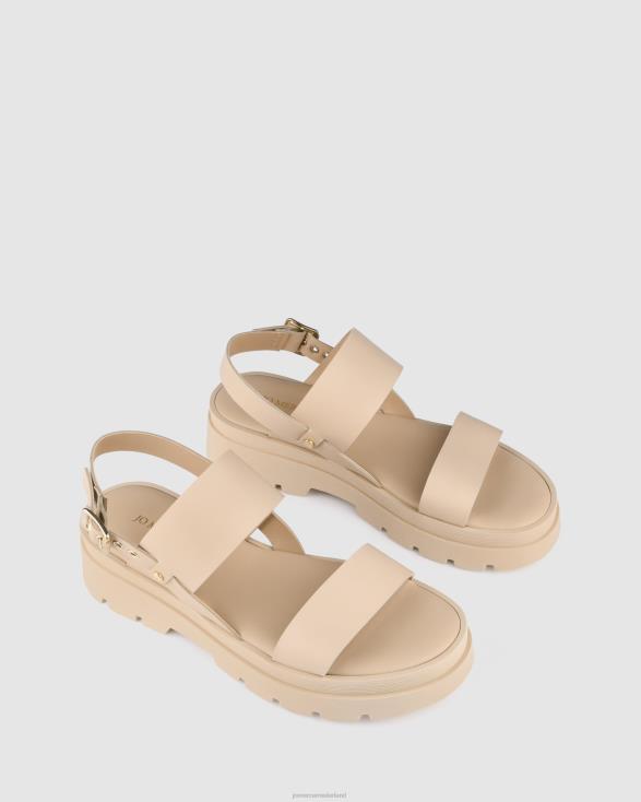 genade platte sandalen 46LN278 zand leer Jo Mercer schoenen