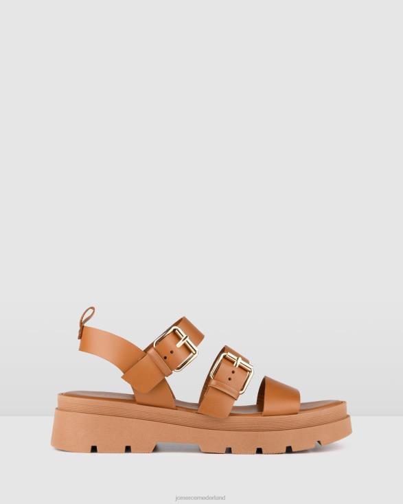 gia platte sandalen 46LN276 bruin leer Jo Mercer schoenen
