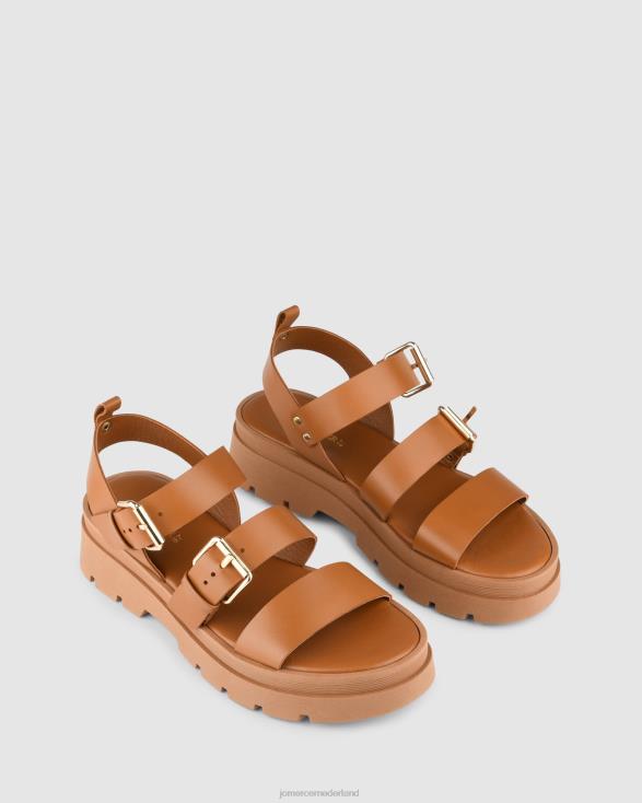 gia platte sandalen 46LN276 bruin leer Jo Mercer schoenen