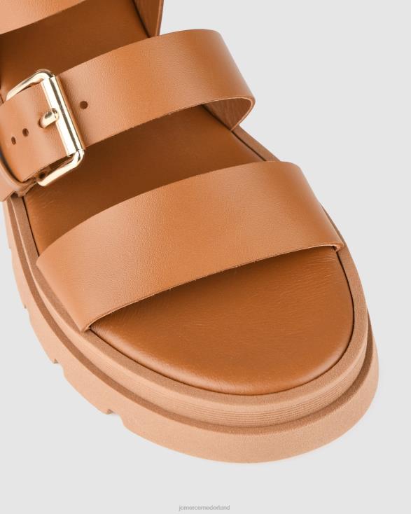 gia platte sandalen 46LN276 bruin leer Jo Mercer schoenen
