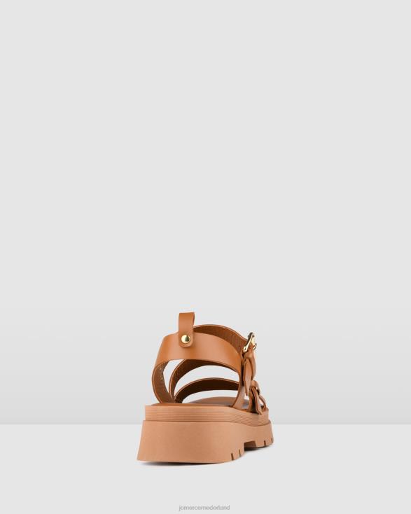 gia platte sandalen 46LN276 bruin leer Jo Mercer schoenen