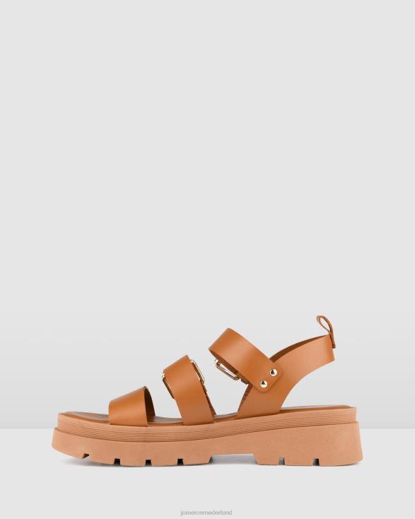 gia platte sandalen 46LN276 bruin leer Jo Mercer schoenen