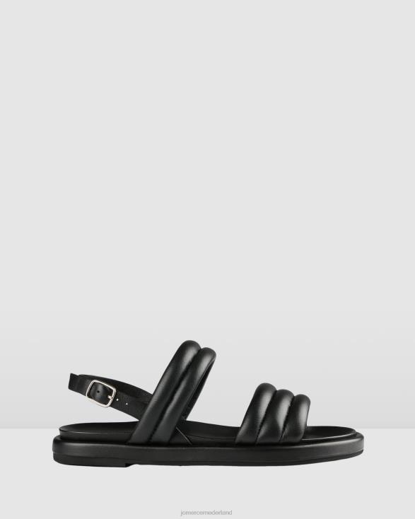 platte kabelsandalen 46LN273 zwart leer Jo Mercer schoenen