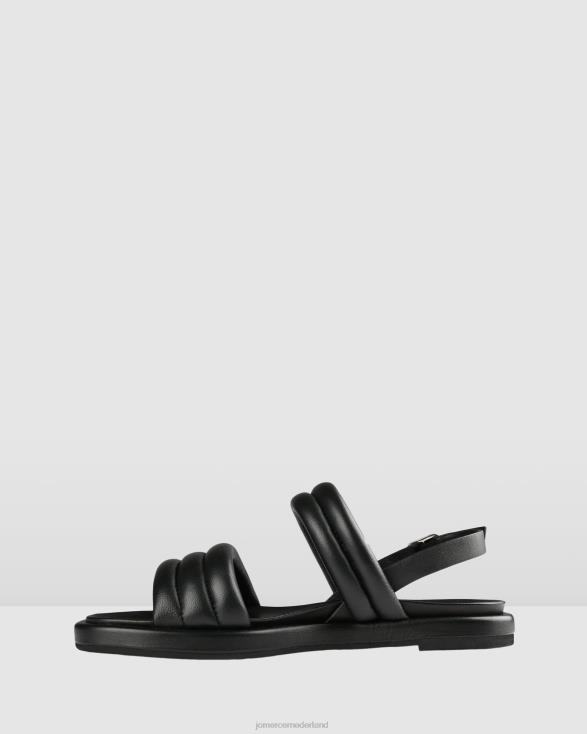 platte kabelsandalen 46LN273 zwart leer Jo Mercer schoenen