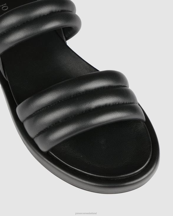 platte kabelsandalen 46LN273 zwart leer Jo Mercer schoenen