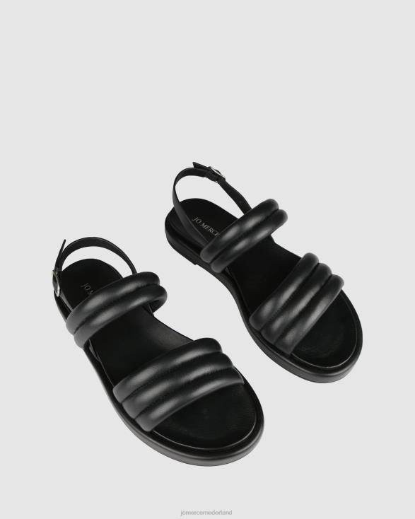 platte kabelsandalen 46LN273 zwart leer Jo Mercer schoenen