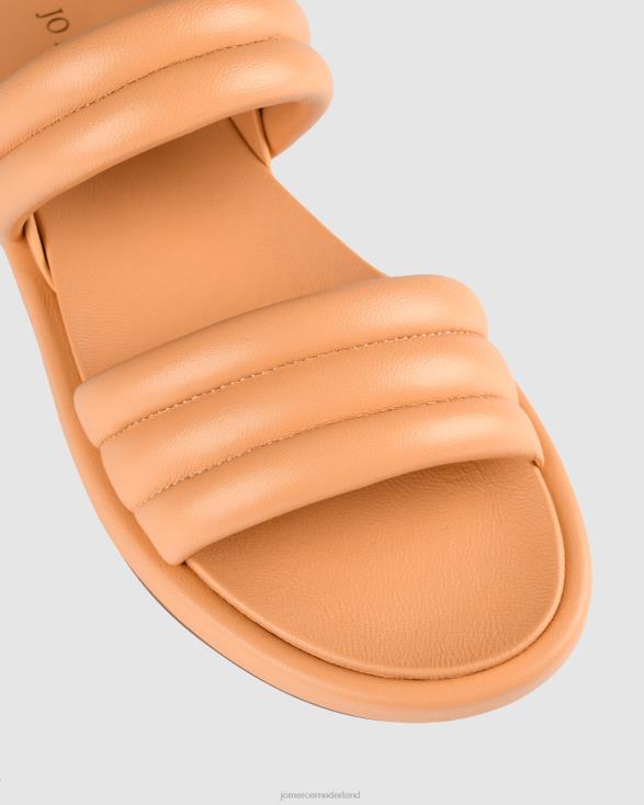 platte kabelsandalen 46LN292 papaya leer Jo Mercer schoenen