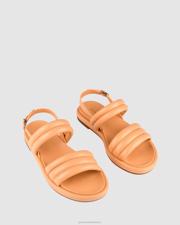 platte kabelsandalen 46LN292 papaya leer Jo Mercer schoenen