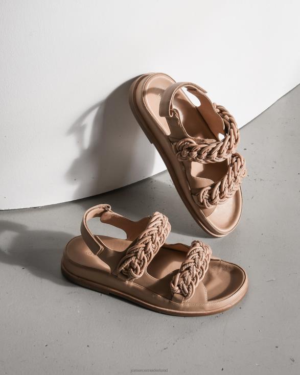 violette platte sandalen 46LN281 beige leer Jo Mercer schoenen