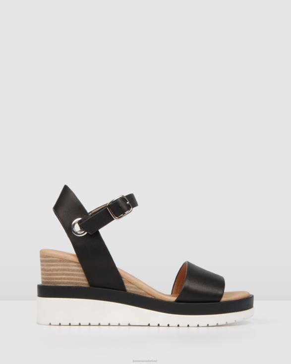 kenzie wedges met middelhoge hak 46LN45 zwart leer Jo Mercer schoenen