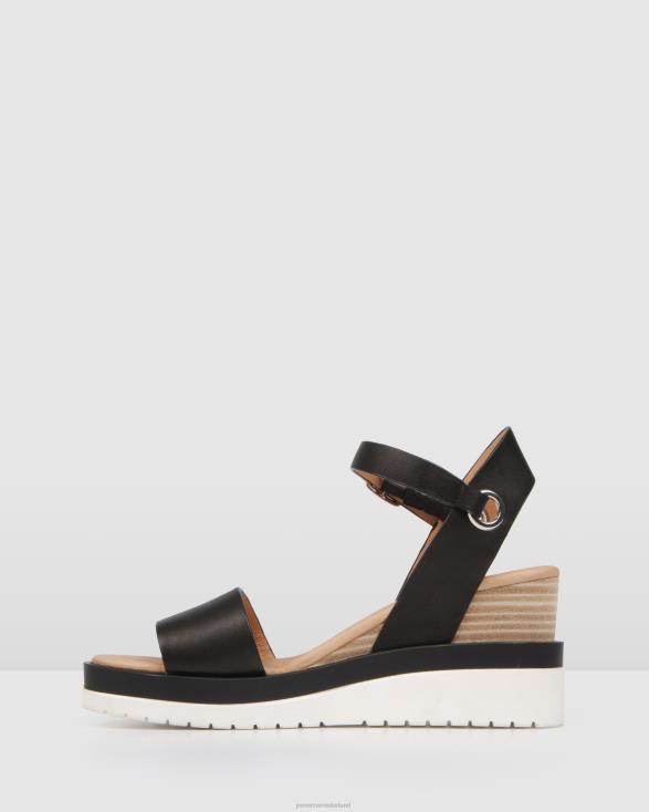 kenzie wedges met middelhoge hak 46LN45 zwart leer Jo Mercer schoenen