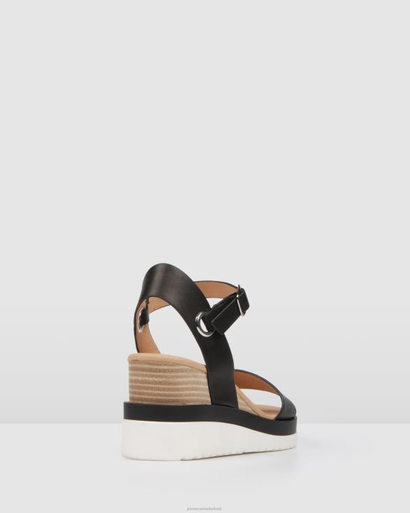 kenzie wedges met middelhoge hak 46LN45 zwart leer Jo Mercer schoenen