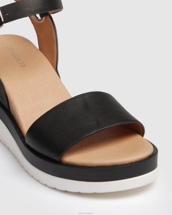 kenzie wedges met middelhoge hak 46LN45 zwart leer Jo Mercer schoenen