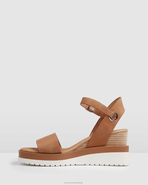 kenzie wedges met middelhoge hak 46LN46 bruin leer Jo Mercer schoenen