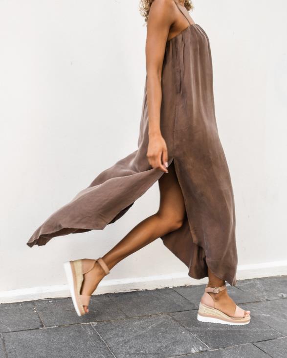 klume espadrilles met middelhoge hak en sleehak 46LN52 echt leer Jo Mercer schoenen