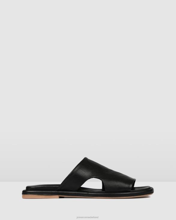 evia platte glijbanen 46LN259 zwart leer Jo Mercer schoenen