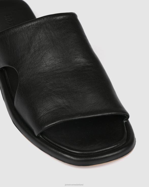 evia platte glijbanen 46LN259 zwart leer Jo Mercer schoenen