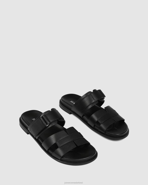 hendrix platte glijbanen 46LN244 zwart leer Jo Mercer schoenen