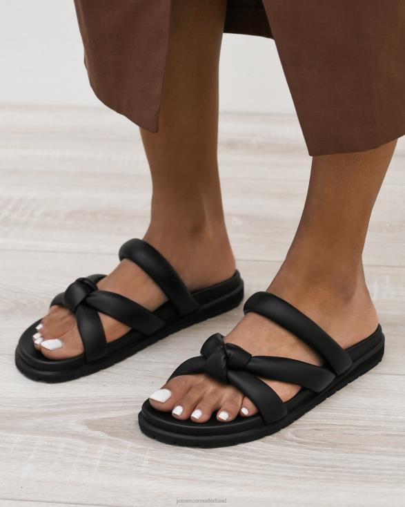 heuvelachtige vlakke glijbanen 46LN252 zwart leer Jo Mercer schoenen