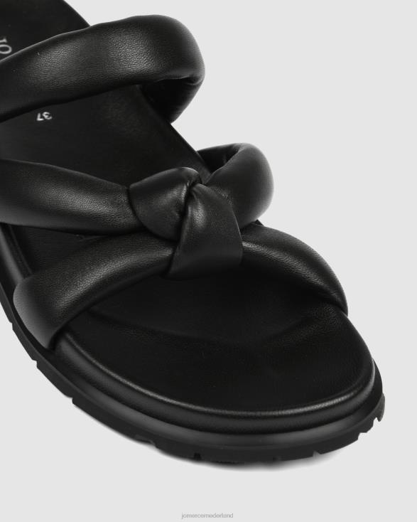 heuvelachtige vlakke glijbanen 46LN252 zwart leer Jo Mercer schoenen