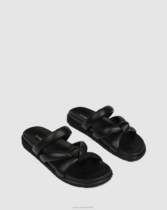 heuvelachtige vlakke glijbanen 46LN252 zwart leer Jo Mercer schoenen