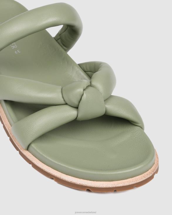 heuvelachtige vlakke glijbanen 46LN264 pistachegroen leer Jo Mercer schoenen