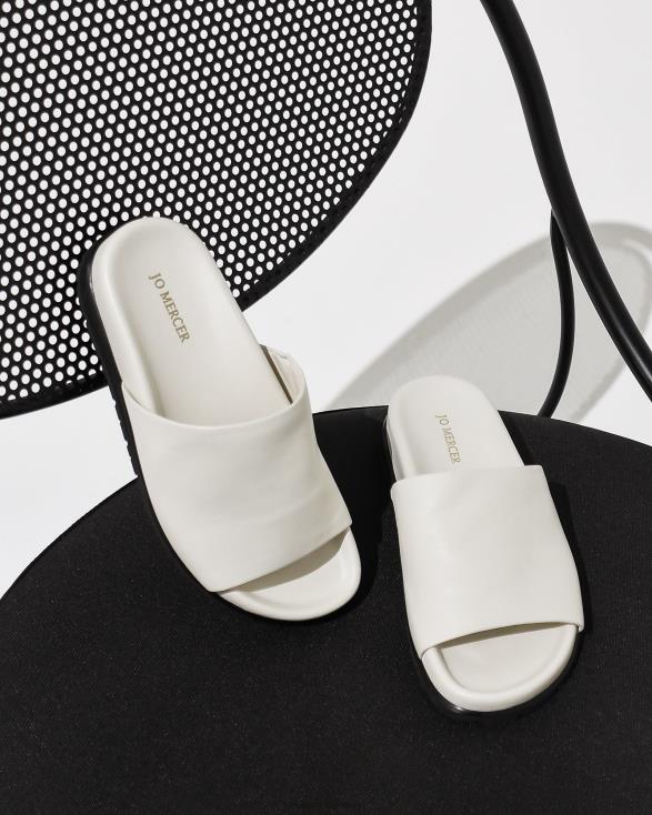 villa platte glijbanen 46LN270 wit leer Jo Mercer schoenen