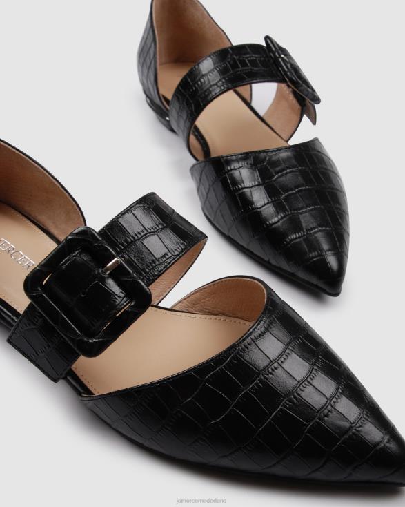 klaver jurk flats 46LN199 zwarte krokodil Jo Mercer schoenen