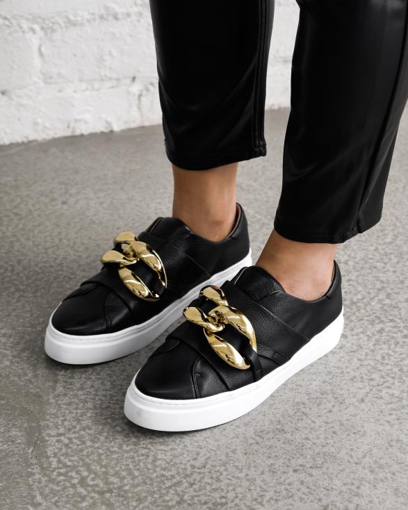 tempel sneakers 46LN235 zwart leer Jo Mercer schoenen