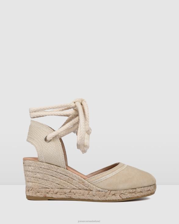 Adelfa espadrilles met halfhoge hak 46LN74 licht taupe suède Jo Mercer schoenen