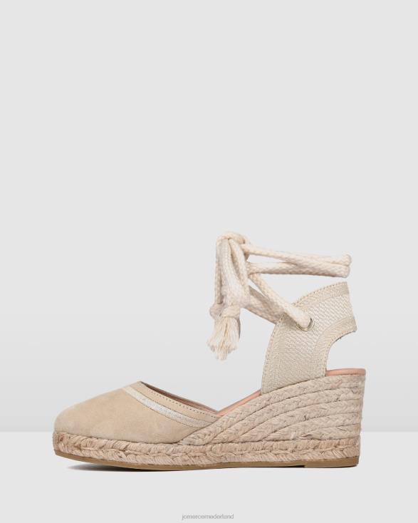 Adelfa espadrilles met halfhoge hak 46LN74 licht taupe suède Jo Mercer schoenen