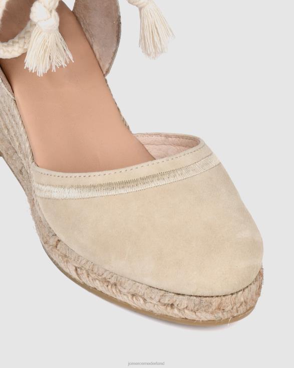 Adelfa espadrilles met halfhoge hak 46LN74 licht taupe suède Jo Mercer schoenen