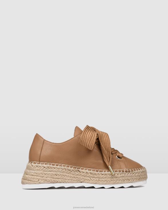 Annie espadrilles met veters en sleehak 46LN184 bruin leer Jo Mercer schoenen