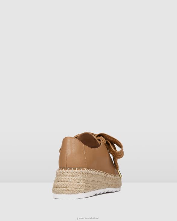 Annie espadrilles met veters en sleehak 46LN184 bruin leer Jo Mercer schoenen