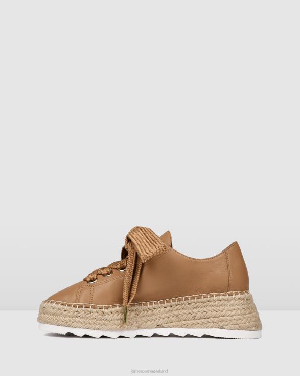 Annie espadrilles met veters en sleehak 46LN184 bruin leer Jo Mercer schoenen