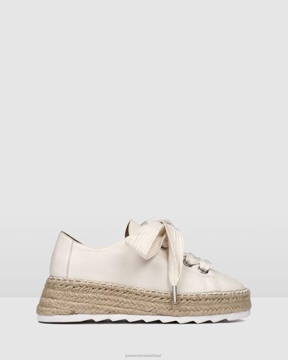 Annie espadrilles met veters en sleehak 46LN185 wit leer Jo Mercer schoenen