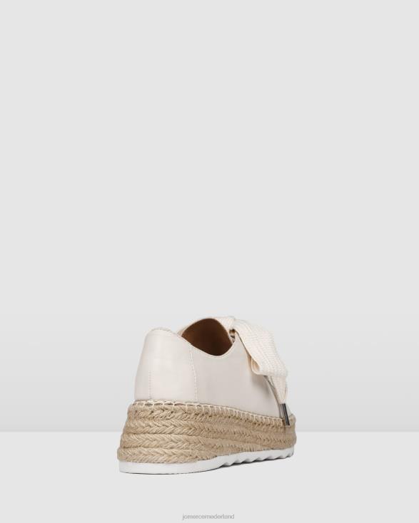 Annie espadrilles met veters en sleehak 46LN185 wit leer Jo Mercer schoenen