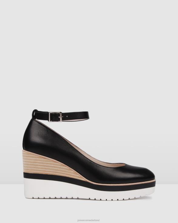 Charlotte hoge hak wedges 46LN120 zwart leer Jo Mercer schoenen
