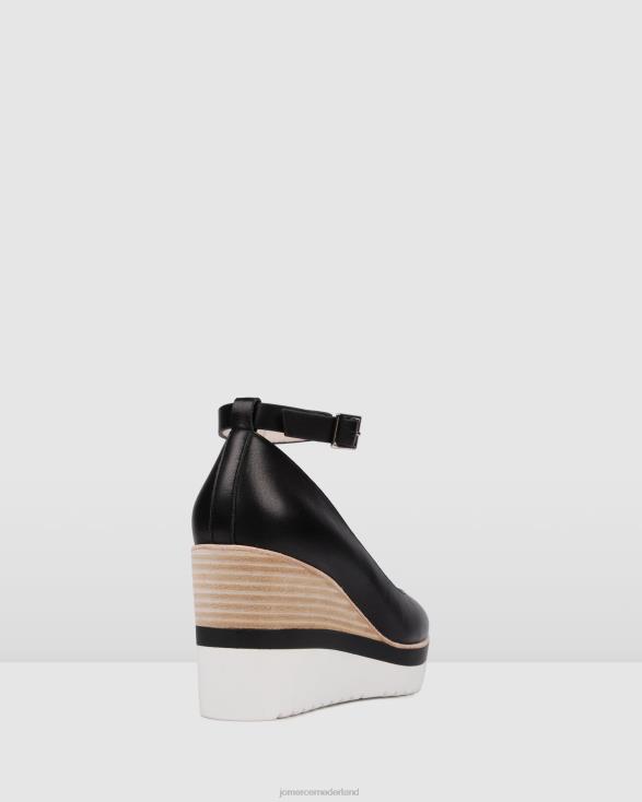 Charlotte hoge hak wedges 46LN120 zwart leer Jo Mercer schoenen