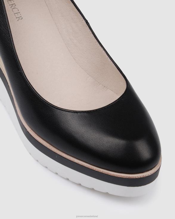 Charlotte hoge hak wedges 46LN120 zwart leer Jo Mercer schoenen