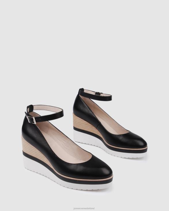 Charlotte hoge hak wedges 46LN120 zwart leer Jo Mercer schoenen